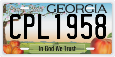 GA license plate CPL1958