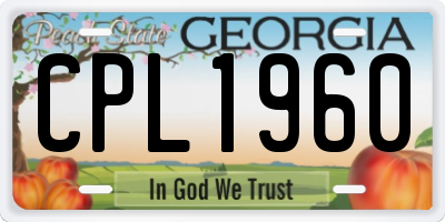 GA license plate CPL1960