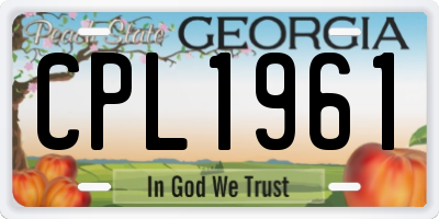GA license plate CPL1961
