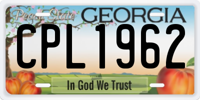GA license plate CPL1962