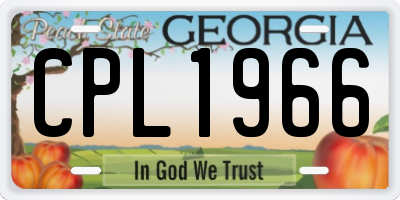 GA license plate CPL1966