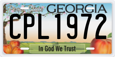 GA license plate CPL1972