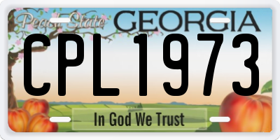 GA license plate CPL1973