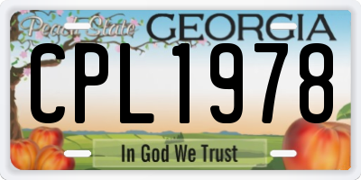 GA license plate CPL1978