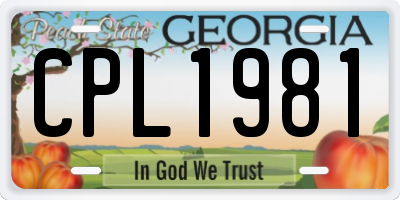 GA license plate CPL1981