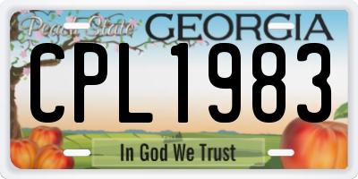 GA license plate CPL1983