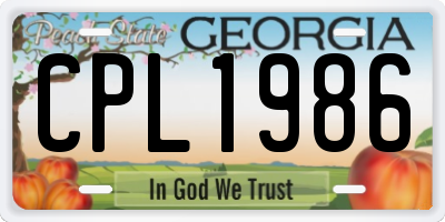 GA license plate CPL1986