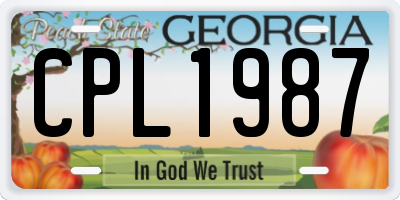 GA license plate CPL1987