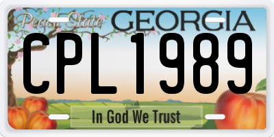 GA license plate CPL1989