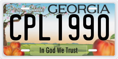 GA license plate CPL1990