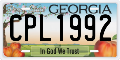 GA license plate CPL1992
