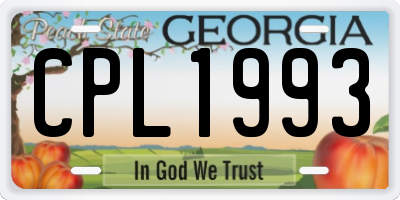 GA license plate CPL1993