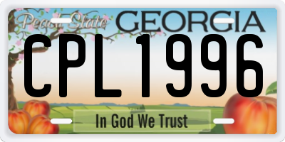 GA license plate CPL1996