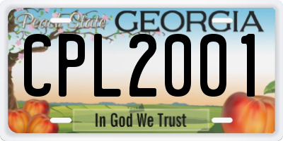 GA license plate CPL2001