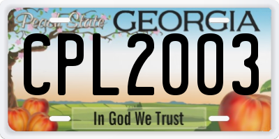 GA license plate CPL2003
