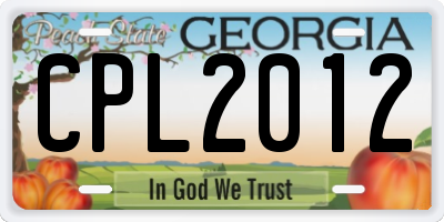 GA license plate CPL2012