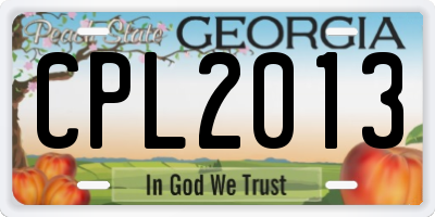 GA license plate CPL2013