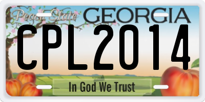 GA license plate CPL2014