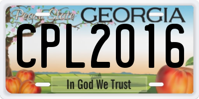 GA license plate CPL2016