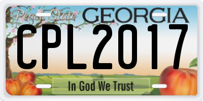 GA license plate CPL2017