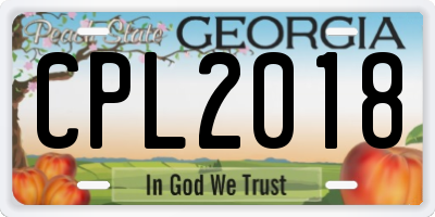 GA license plate CPL2018