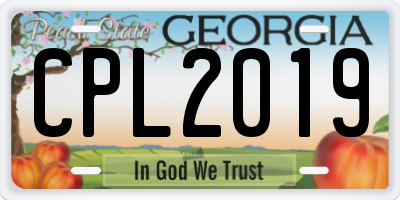 GA license plate CPL2019