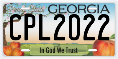 GA license plate CPL2022