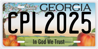 GA license plate CPL2025