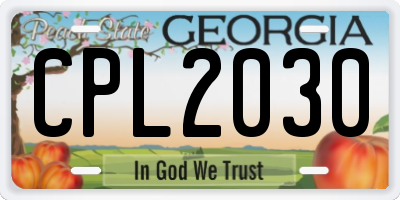 GA license plate CPL2030