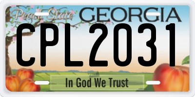 GA license plate CPL2031