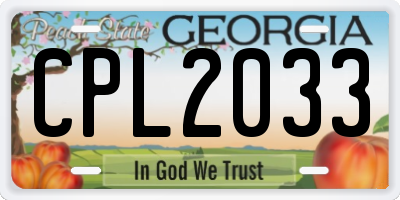 GA license plate CPL2033