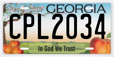 GA license plate CPL2034