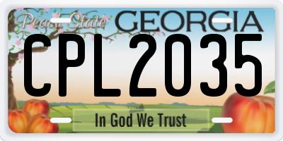 GA license plate CPL2035
