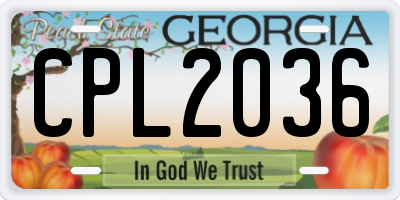 GA license plate CPL2036