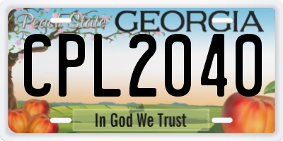 GA license plate CPL2040