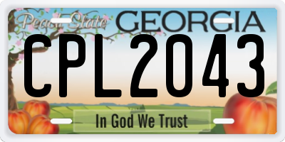 GA license plate CPL2043
