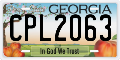 GA license plate CPL2063