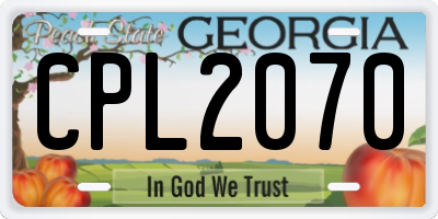 GA license plate CPL2070