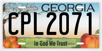 GA license plate CPL2071