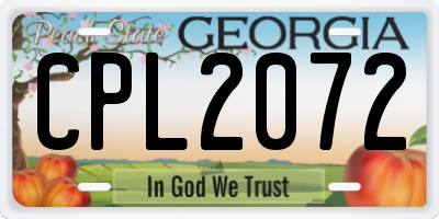 GA license plate CPL2072