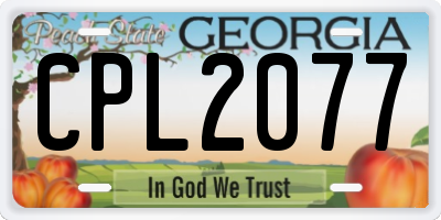 GA license plate CPL2077