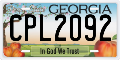 GA license plate CPL2092