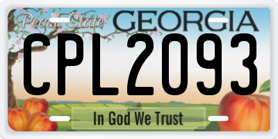 GA license plate CPL2093