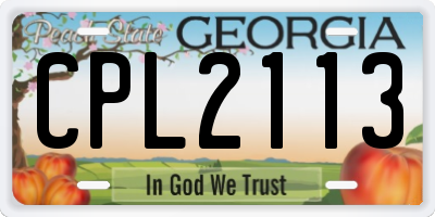 GA license plate CPL2113