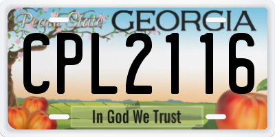 GA license plate CPL2116