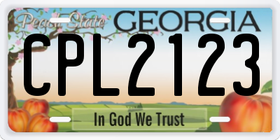 GA license plate CPL2123