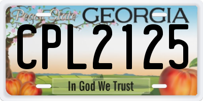 GA license plate CPL2125