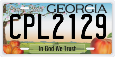 GA license plate CPL2129