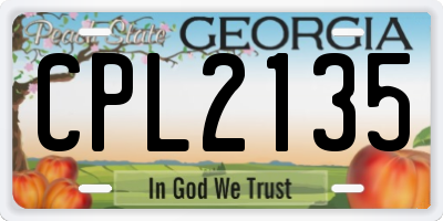 GA license plate CPL2135