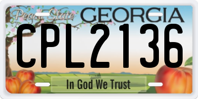 GA license plate CPL2136